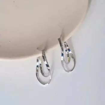 Модный дизайн, простые двухслойные нерегулярные витые металлические серьги, женские