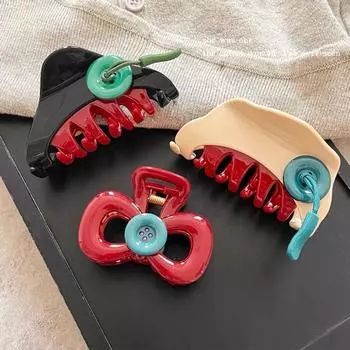 Модный дизайн, пуговица, заколка для волос, хвостик, акриловая заколка для волос, ретро-заколка для волос с бантом, украшение Style A