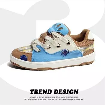 Модный дизайн, разноцветные мужские повседневные кроссовки, Нескользящие туфли для скейтборда на плоской подошве для мужчин, удобные мужские парусиновые туфли с низким вырезом 37 синий