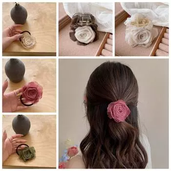 Модный дизайн ретро-роза для волос эластичная повязка для волос акриловая заколка для волос пляжный отдых Green-Hair Rope