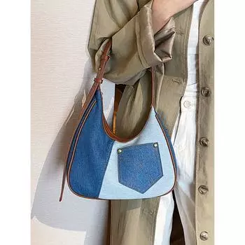 Модный дизайн Sense Denim Underarm Bag Популярные взрывные сумки Женская новая сумка Niche Light Luxury Single Shoulder Pack (20cm<Max Length<30cm)