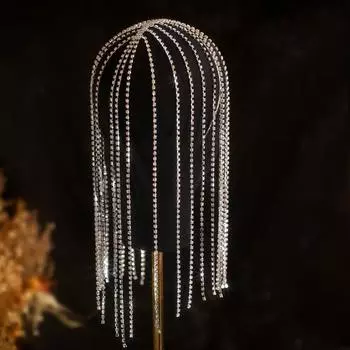 Модный дизайн Sense Diamond Fringed Headband Court Style Princess Temperament Headband Style Personality Trendy Hair Accessories