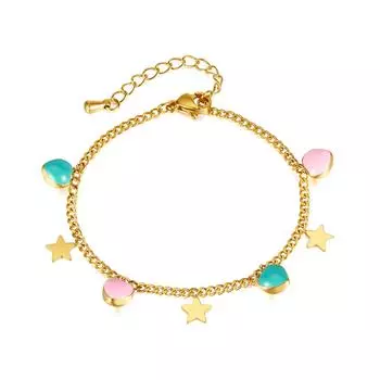 Модный дизайн Sense из нержавеющей стали, звездное ювелирное украшение, конфетный контрастный цвет, персиковое сердце, браслет из титановой стали