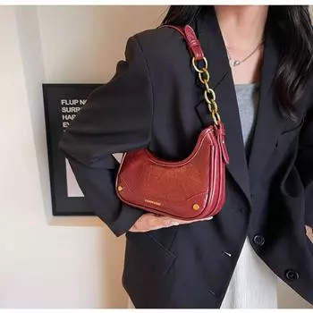 Модный дизайн Sense Niche Chains сумка через плечо женская новая высококачественная фактурная сумка через плечо простая красная кожаная сумка для поездок на работу (20cm<Max Length<30cm)