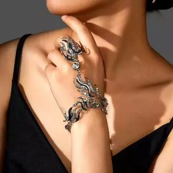 Модный дизайн Sense сплав горный хрусталь палец браслет для женщин, универсальные ювелирные изделия золотой