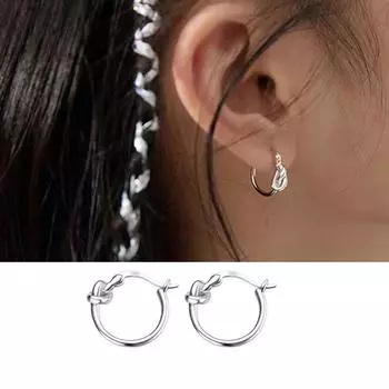 Модный дизайн, серебряные серьги-кольца с завязками для женщин и девочек, круглые серьги-обнимашки, украшения для ушей в стиле панк