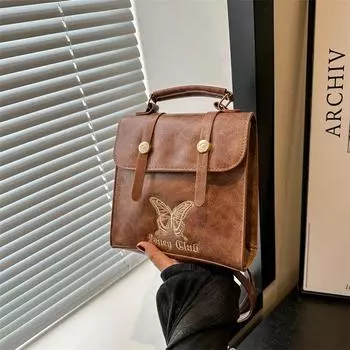 Модный дизайн, трендовый рюкзак, новинка 2024 года, летняя текстура, вышивка бабочки, повседневный рюкзак большой вместимости чёрный