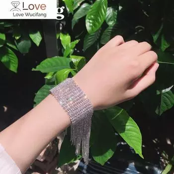 Модный длинный браслет со стразами и кисточками, украшения для рук для женщин, свадебные браслеты с кристаллами, свадебные украшения