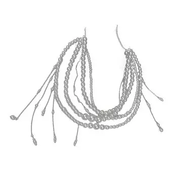 Модный длинный металлический пояс-цепочка с жемчугом серебристого цвета для женщин, идеально подходит для платьев-свитеров и рейв-нарядов T2