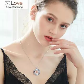 Модный доходный романтический ожерелье с розой, красочный хрустальный круг, кулон с розой, подарок на удачу для романтических влюбленных 45cm