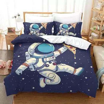 Модный домашний текстиль Футбол 3D-печатный комплект постельного белья с рисунком космического астронавта Пододеяльник Наволочка Одинарная двойная простыня королевского размера DE 135x200cm