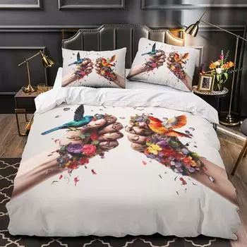 Модный домашний текстиль с 3D принтом и рисунком жаворонка, комплект постельного белья для мальчиков и девочек, один большой пододеяльник, наволочка DE 135x200cm