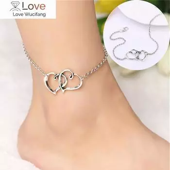 Модный двойной браслет на щиколотку из сплава с персиковым сердцем, простой полый браслет на щиколотку с любовью, пляжные аксессуары, ювелирные изделия для женщин, подарки для девушек золотой