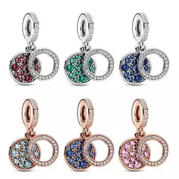 Модный двойной диск, кулон, светло-синий, розовый, красный, зеленый, украшение из бисера, подарок, свободные бусины своими руками