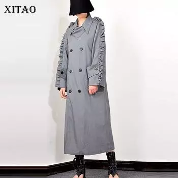 Модный двубортный плащ XITAO XJ3592 M золотой