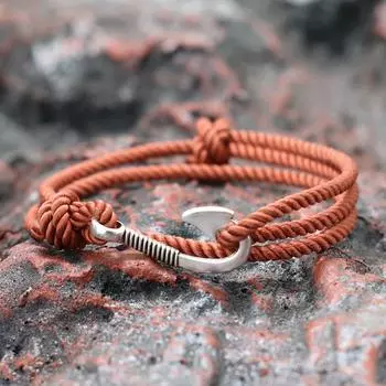 Модный двухслойный браслет из миланской веревки толщиной 3 мм с застежкой-крючком из нержавеющей стали, морские пляжные украшения для запястья для мужчин и женщин чёрный