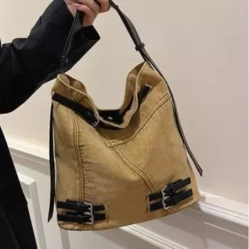 Модный джинсовый рюкзак для женщин, большая вместительная сумка через плечо с магнитной застежкой, подкладка из полиэстера, уличный стиль синий