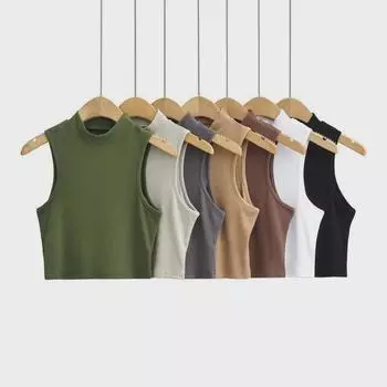 Модный европейский и американский жилет без рукавов с высоким воротником X-Large чёрный