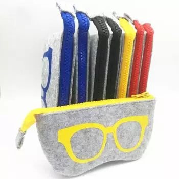 Модный фетровый тканевый чехол на молнии для путешествий, футляр для очков, коробка для солнцезащитных очков, косметическая сумка для монет красный