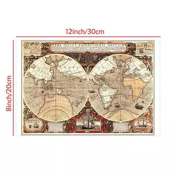 Модный фон с темой ретро-карты мира, без рамки, декор для дома, кабинет, географические инструменты, инструменты для туризма/образования 30*20cm