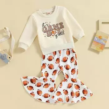 МОДНЫЙ футбольный наряд для малышей, девочек, футболки с круглым вырезом для игр, толстовки, пуловеры, расклешенные брюки, одежда для регби на осень 3-4 Years хаки