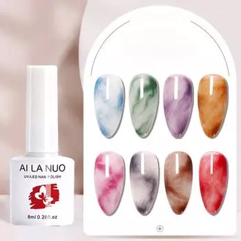 Модный гель-лак для ногтей без стимуляции, удобный акварельный дымчатый цветочный эффект, художественный лак «сделай сам» 4