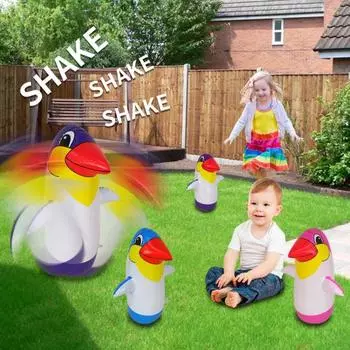 Модный гибкий стабильный легко надуваемый стакан для детей и взрослых с изображением животных, домашний декор, пингвин S