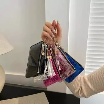 Модный глянцевый держатель для карт с крокодиловым принтом, сумка для удостоверения личности, сумка для ключей, мини-милый кошелек для монет, универсальный кошелек из искусственной кожи для женщин розовый