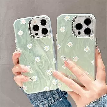 Модный градиентный лазерный чехол с рисунком ромашки для iPhone 15 Pro Max 11 12 13 14 Pro Max противоударный мягкий чехол из ТПУ For iPhone 12 Pro