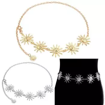 Модный хип-хоп стиль металл платье пояса панк поясная цепочка солнце пояс женский ремень золотой