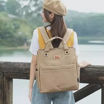 Модный холщовый рюкзак через плечо для студентов — легкий и унисекс хаки