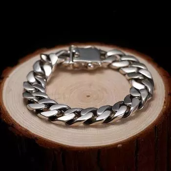 Модный художественный мужской браслет Cherry Blossom в стиле ретро, властный хипстерский кубинский простой браслет-цепочка в стиле панк, одинаковые браслеты для женщин и мужчин 18cm роман серебряный