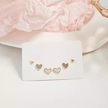 Модный и элегантный комплект серег-гвоздиков в форме сердца с акцентами из циркония для повседневного ношения