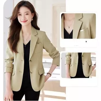 Модный и элегантный пиджак для женщин, повседневный пиджак L чёрный