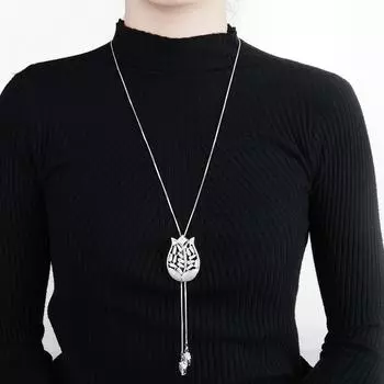 Модный и элегантный тюльпан осень и зима цирконий свитер цепочка женская мода сотня с длинным цветочным ожерельем темпераментные аксессуары Copper