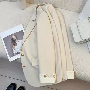 Модный и элегантный женский весенний пиджак в корейском стиле M чёрный