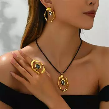 Модный и легкий роскошный женский комплект украшений геометрическое нерегулярное ожерелье да серьги универсальные женские аксессуары золотой