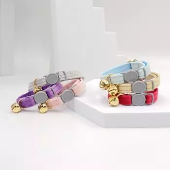 Модный и милый кошачий ошейник + колокольчик с лазерной гравировкой, безопасный кошачий ошейник, новый кошачий ошейник L 30-32CM светло-зеленый