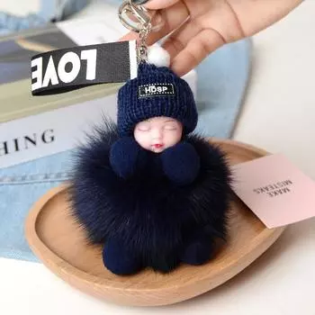 Модный и минималистичный спальный мешок для куклы из лисьего меха, аксессуары для подвесок, милый плюшевый брелок для автомобиля спящей принцессы, женский