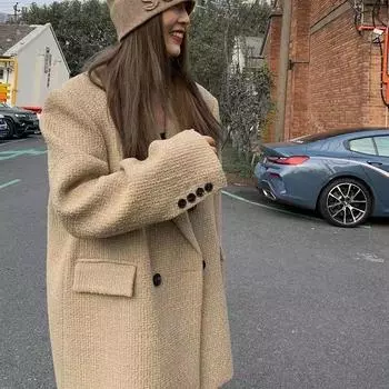 Модный и повседневный пиджак свободного кроя и пальто в милом стиле S