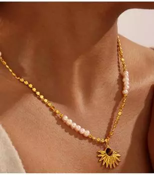 Модный и роскошный стиль, натуральный камень тигровый глаз, кулон, пресноводный жемчуг, бисер, медный материал, ожерелье