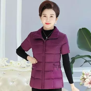 Модный и теплый женский жилет на осень/зиму с хлопчатобумажными подплечниками и подкладкой из пуха и шелка XL