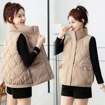 Модный и теплый женский зимний пуховик с воротником-стойкой и свободным жилетом M чёрный