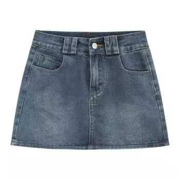 Модный и трендовый дизайн, синяя джинсовая юбка, прикрывающая бедра, для женщин, лето 2024, новая популярная юбка А-силуэта с высоким поясом и подкладкой XS синий
