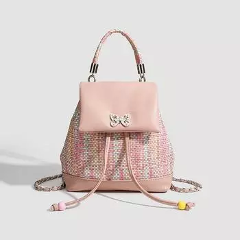 Модный и универсальный небольшой парфюмерный стиль плетеный рюкзак с цепочкой универсальный Dopamine сладкий и крутой маленький рюкзак для женщин
