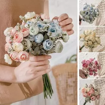 Модный имитационный цветок чайного бутона, не выцветающий, полный жизненной силы, декоративный шампанского