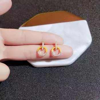 Модный индивидуальный дизайн, круглые женские серьги с блестками, трендовые серьги с бриллиантами, женские вечерние, помолвочные, свадебные украшения, подарок, изысканные женские украшения жёлтый