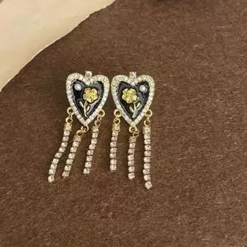 Модный индивидуальный дизайн Sense Drop Glaze Розовый циркон Серьги с кисточками Женские украшения