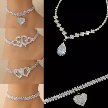 Модный индивидуальный пляжный ножной браслет Love с бриллиантами, гальванический свет в форме сердца, роскошные инкрустированные стразами украшения для ног с каплями воды