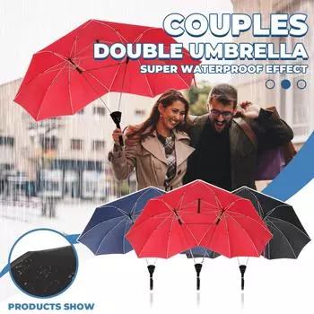 Модный индивидуальный зонт. Верхний современный зонтик для двух человек / зонтик для пары. синий